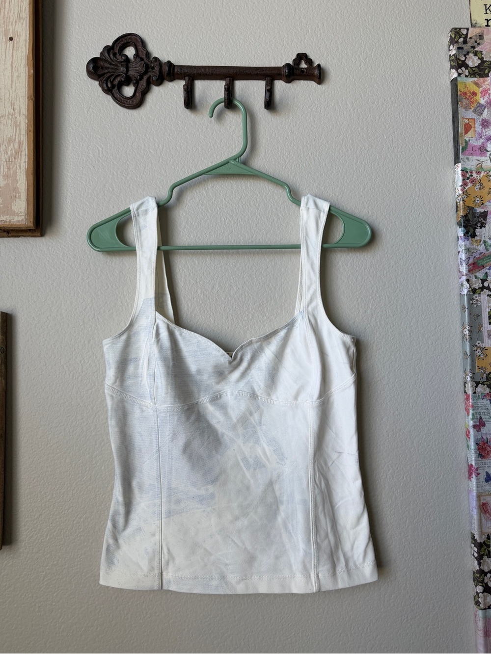 Free People White Sweetheart Neckline Tank Camisole